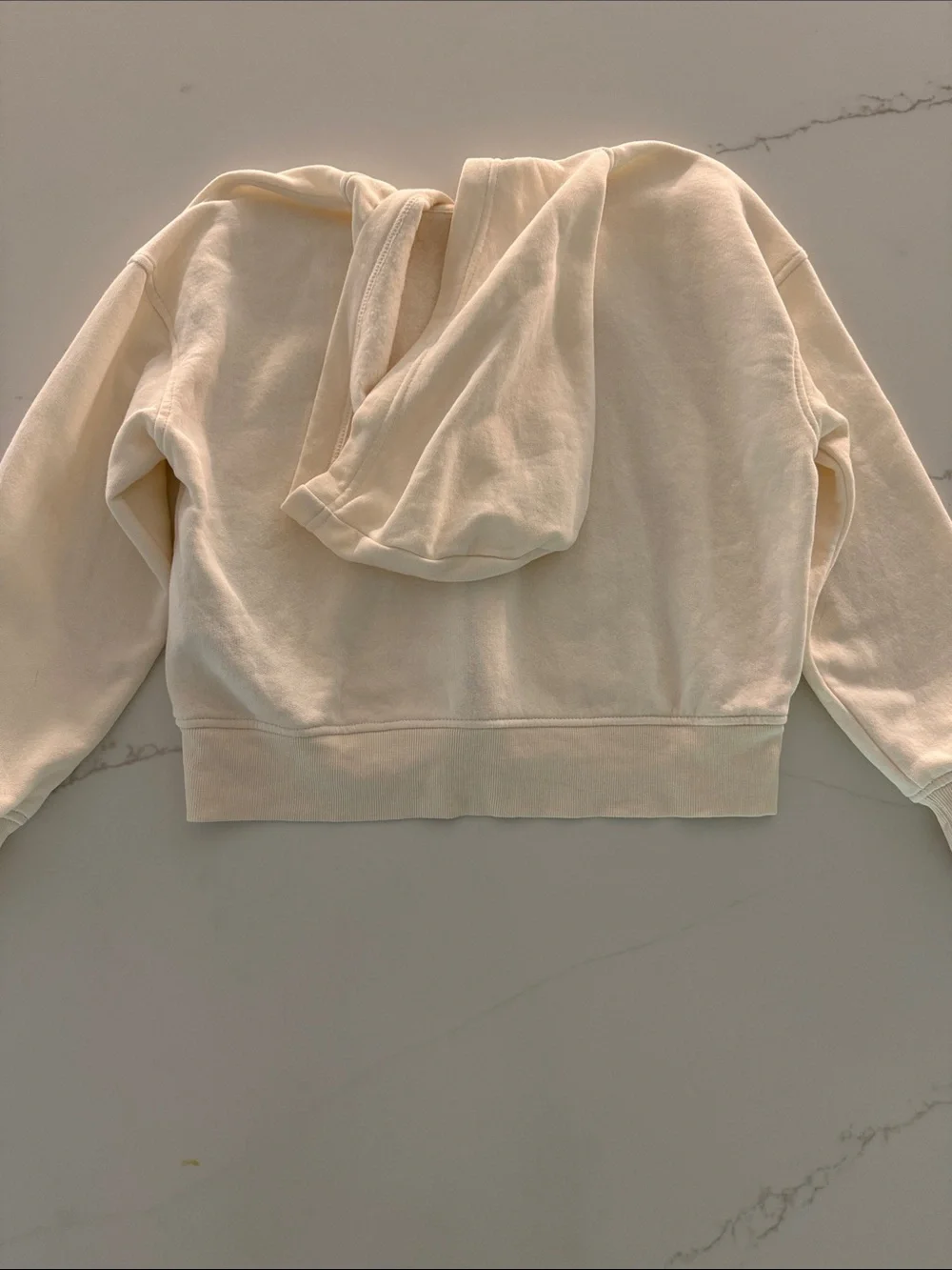 Old Navy Cream Zip Hoodie with Lavender Checkered Heart
